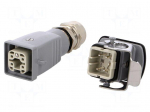 Connector: HDC | male + female | plug + socket | HA | PIN: 5 | 4+PE | M20