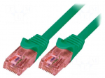 Patch cord | U/UTP | 6 | stranded | Cu | LSZH | green | 10m | 26AWG