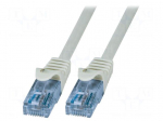 Patch cord | U/UTP | 6a | stranded | CCA | PVC | grey | 10m | 26AWG