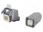 Connector: HDC | male + female | S-A | PIN: 4 | 3+PE | size 3A | angled