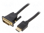 Cable | DVI-D (24+1) plug,HDMI plug | PVC | Full HD 1080p | Len: 2m