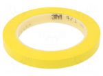 Tape: marking | yellow | L: 33m | W: 12mm | Thk: 0.13mm | 2.5N/cm | 130%