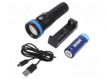 Torch: LED | IPX8 | 400lm,800lm,1600lm | L: 146mm | &Oslash;: 46mm | diving
