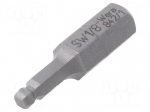 Screwdriver bit | hex key,spherical | HEX 1/8" | Overall len: 25mm