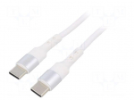 Cable | USB 2.0 | USB C plug,both sides | nickel plated | 1m | white