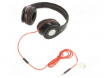 Headphones with microphone | black | Jack 3,5mm | headphones | 1.5m