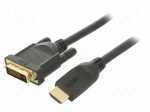 Cable | DVI-D (24+1) plug,HDMI plug | PVC | 3m | black | Core: Cu