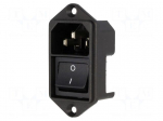 Connector: AC supply | socket | male | 10A | 250VAC | C14 (E) | KEB2