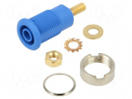 Laboratory connector: 4mm banana | socket | 32A | blue | gold-plated
