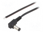 Cable | 2x0.35mm2 | wires,DC 5,5/2,1 plug | angled | black | 2m | Cu