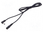 Cable | 1x1mm2 | DC 5,5/2,1 plug,DC 5,5/2,1 socket | angled | black