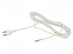 Cable | 2x0.75mm2 | CEE 7/16 (C) plug,wires | PVC | 5m | white | 2.5A