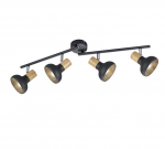Trio Latika spotlight 4-pc E14 matt black/wood gaismeklis R81524032 4017807577006