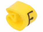 Marker: cable | Marking: F | 2.5&divide;5mm | PVC | yellow | leaded | PA-1 | L: 3mm
