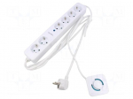 Plug socket strip: supply | Sockets: 6 | 230VAC | 16A | white | 1.5m