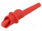 Crocodile clip | 10A | Grip capac: max.9mm | red | L: 74.5mm | soldered