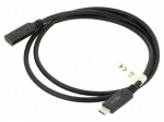 Cable | USB 3.1 | USB C socket,USB C plug | 1m | black | PVC | 5Gbps | 60W