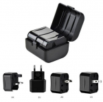 Adapter iLike Universal CP TR1 Network 3in1 Multi-Adapter UK 3-Pin - Euro 2pin - US (USA) - Asia + Storage Case Black