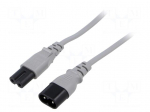 Cable | 2x0.75mm2 | IEC C7 female,IEC C8 male | PVC | 5m | grey | 2.5A