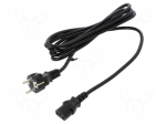 Cable | 3x1mm2 | CEE 7/7 (E/F) plug,IEC C13 female | PVC | 3m | black