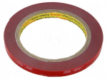 Tape: fixing | W: 9mm | L: 5.5m | Thk: 0.6mm | acrylic | grey | 36N/cm