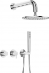 Concealed shower set with overhead shower - with horizontal mixer