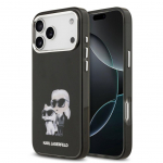 Back panel cover Karl Lagerfeld Apple iPhone 17 Pro Max Silicone IML Aquarelle Karl and Choupette Case Black