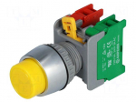 Switch: push-button | Stabl.pos: 1 | NC + NO | 3A/230VAC | 22mm | yellow