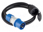 Extension lead | 3G2.5mm2 | 1.5m | rubber | black | Sockets no: 1 | 16A