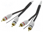 Cable | for amplifier | RCA plug x2,control,both sides | 5m