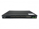 LevelOne 28-Port L2 Plus Managed Gigabit Fiber Industrial Switch, 4x 1.25/2.5GbE SFP, 16x 1.25GbE SFP, 8x Gigabit SFP/RJ45 Combo, Redundant Power Supply, -40&deg;C to 80&deg;C