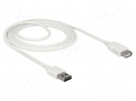 Cable | USB 2.0 | USB A socket,USB A plug double sided | 2m | white