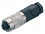 Connector: M9 | plug | female | Plating: gold-plated | 125V | 4A | IP67