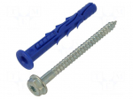Plastic anchor | with screw | 10x80 | zinc-plated steel | FF1 | 50pcs.