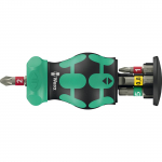Wera Kraftform Kompakt Stubby Magazine RA 1, bit set black/green, 6-piece, 1/4", with ratchet function