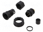 Plug | Connector: circular | size D | male | PIN: 3 | gold-plated | 20A