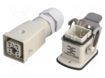 Connector: HDC | male + female | plug + socket | HA | PIN: 5 | 4+PE | M20