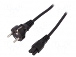 Cable | CEE 7/7 (E/F) plug,IEC C5 female | 1.2m | black | 10A | 250V