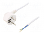 Cable | SCHUKO plug,CEE 7/7 (E/F) plug angled,wires | 1.5m | white