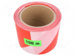 Tape: warning | white-red | 100m