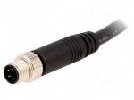 Connector: M8 | 1m | male | PIN: 4 | 3A | 30V | IP67 | straight | plug