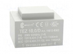 Transformer: encapsulated | 10VA | 230VAC | 12V | 12V | 416.6mA | 416.6mA
