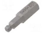 Screwdriver bit | hex key,spherical | HEX 9/64" | Overall len: 25mm