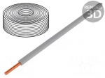 Wire | H05V-K,LiY | stranded | Cu | 0.5mm2 | PVC | grey | 60V | 10m | Class: 5