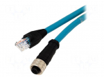 Adapter | M12 female,RJ45 plug | D code-Ethernet | PIN: 4 | IP67 | 1m