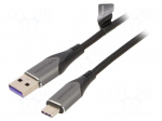 Cable | USB 2.0 | USB A plug,USB C plug | nickel plated | 3m | black