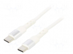 Cable | USB 2.0 | USB C plug,both sides | nickel plated | 1.8m | white