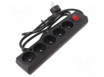 Extension lead | 3x1.5mm2 | 1.5m | PVC | black | Sockets no: 5 | 16A
