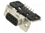 Connector: D-Sub | black | socket | female | PIN: 9 | soldering | angled