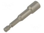 Screwdriver bit: 6-angles socket | 1/4" | HEX 8mm